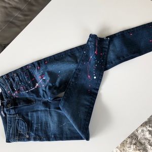 Zara mid rise skinny splattered paint jeans